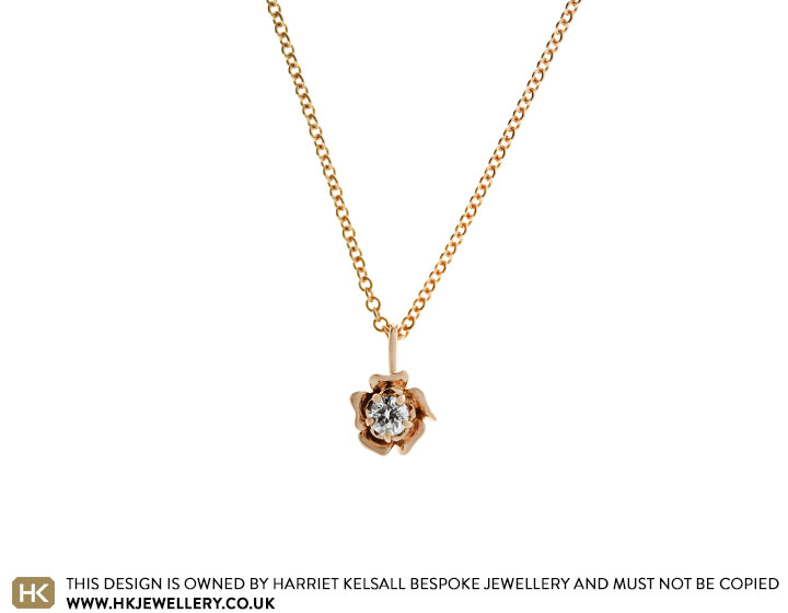 9ct Rose Gold Bezel Set Diamond Necklet