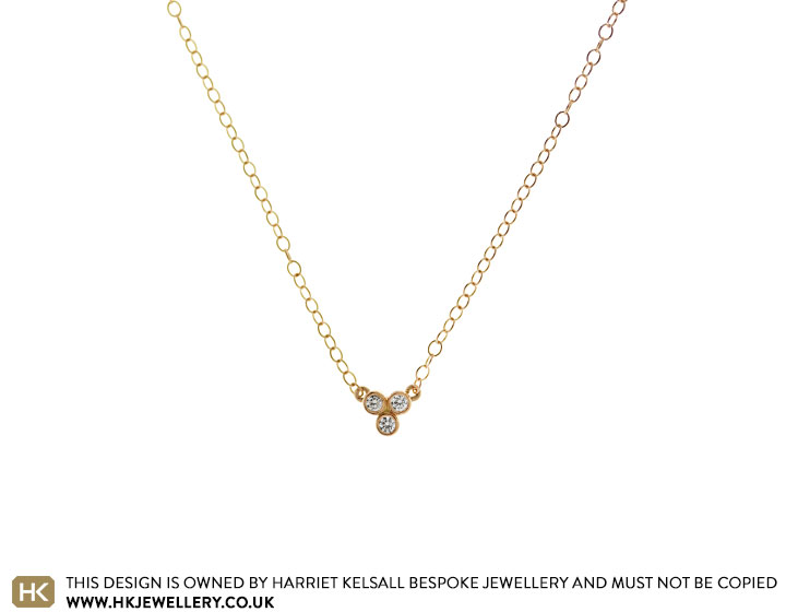 Three diamond store necklace gold