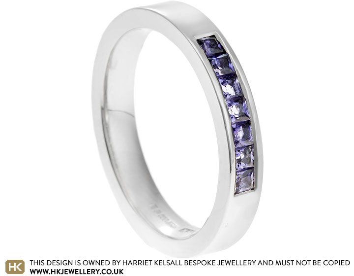 Sue's Palladium Channel Set Iolite Eternity Ring