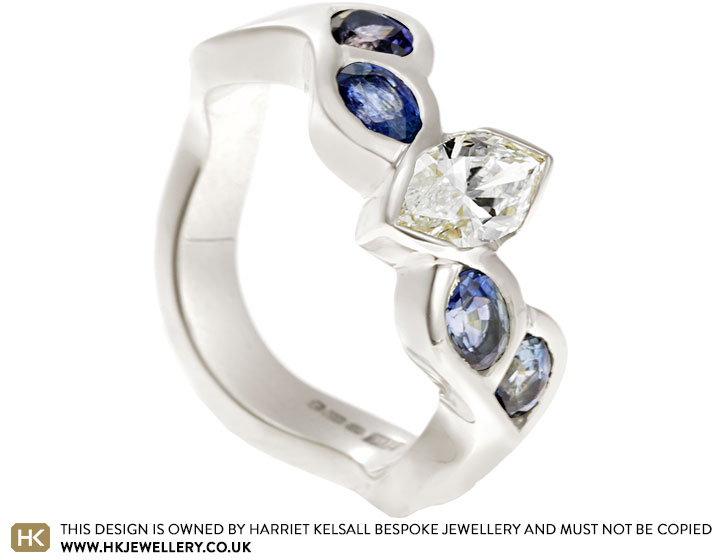 Kristina's 9ct White Gold Marquise Cut Sapphire and Diamond Dress Ring