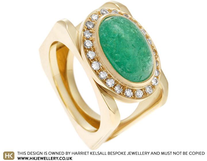 Renata's 18ct Yellow Gold Emerald and Diamond Dramatic Dress Ring