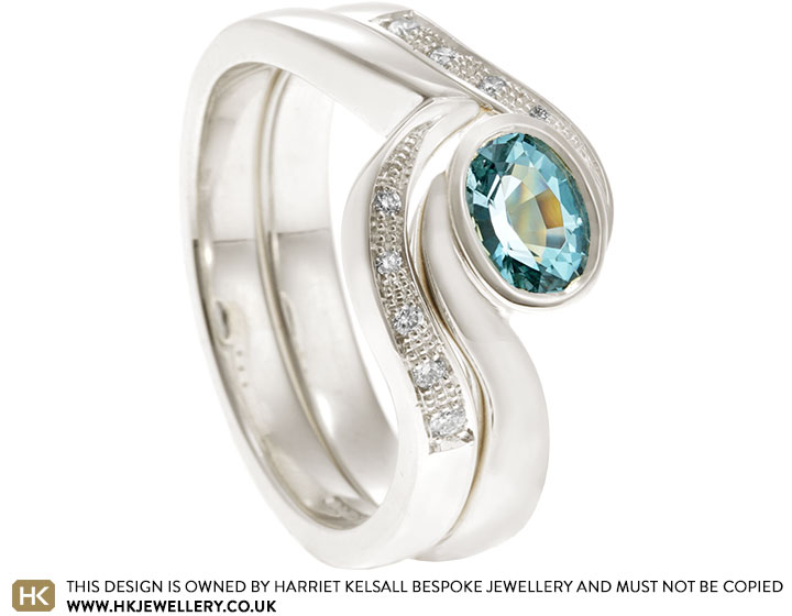 Rachel's Ocean Inspired Aquamarine and Diamond Bridal Set