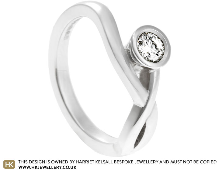 Rachel's Diamond Engagement Ring with Asymmetric Twisting Band