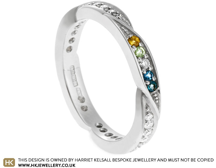 Gosia's Twist Illusion Full Eternity Ring with Diamonds and Birthstones