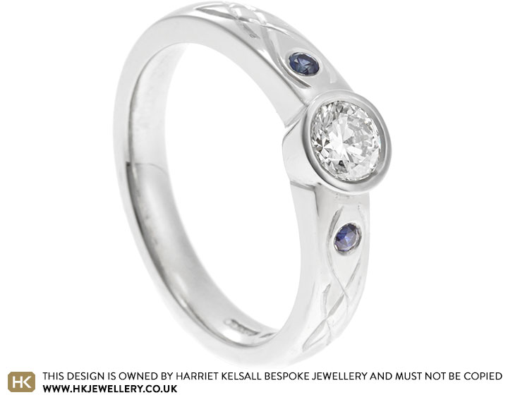 Kerri Ann's diamond and sapphire platinum engagement ring