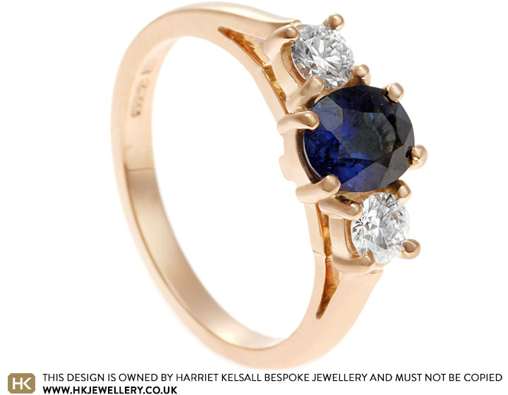 Gill's 9ct Rose Gold Diamond and Sapphire Engagement Ring