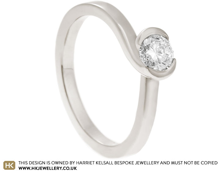 Mariana's White Gold Subtle Twist Diamond Engagement Ring