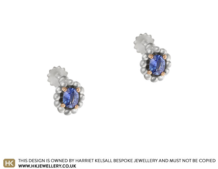 Katy's Sterling Silver and Rose Gold Sapphire Earrings