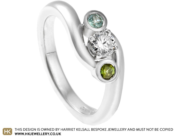 Natasha's Platinum Three Stone Twist Engagement Ring