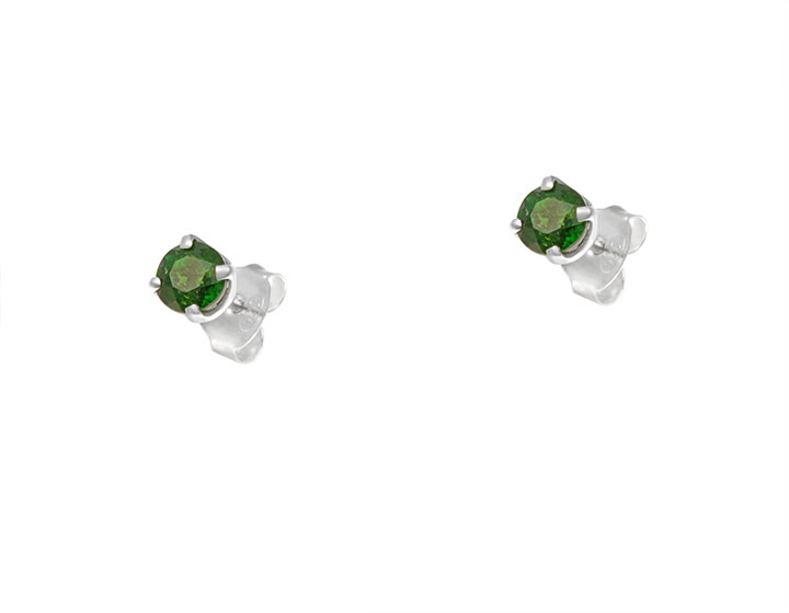 Chrome green diopside and sterling silver stud earrings