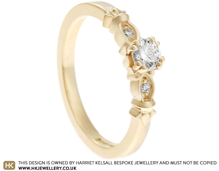 Fleur-De-Lis Inspired Fairtrade 9 Carat Gold and Diamond Engagement ring