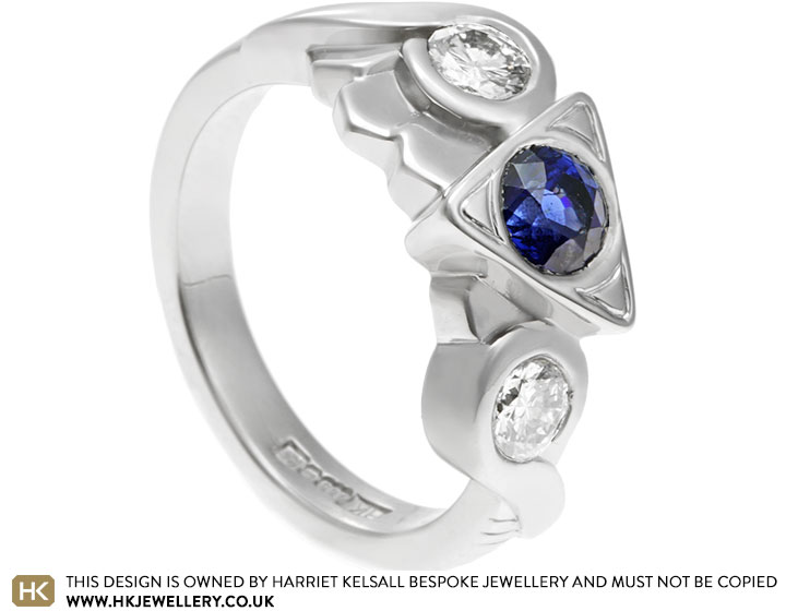 Ali's Geometric Inspired Sapphire and Diamond Engagement Ring