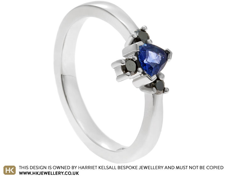 Ros' Sapphire and Black Diamond Bay of Kotor Inspired Engagement Ring