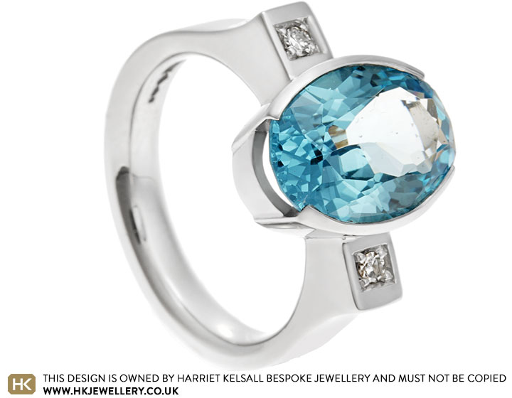 Rebekah's Platinum Aquamarine and Diamond Engagement Ring