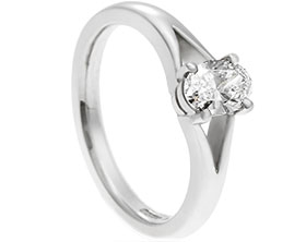 Asscher cut brown zircon, diamond and 18ct white gold engagement ring