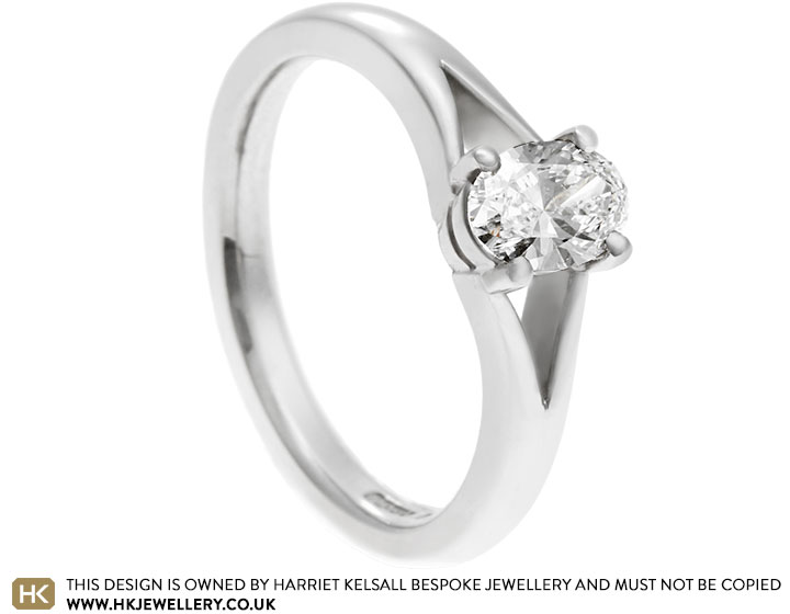 Tom's diamond and platinum engagement ring with split detail