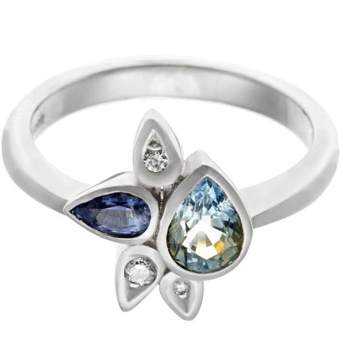 India inspired palladium engagement ring with sapphires totalling 1 ...