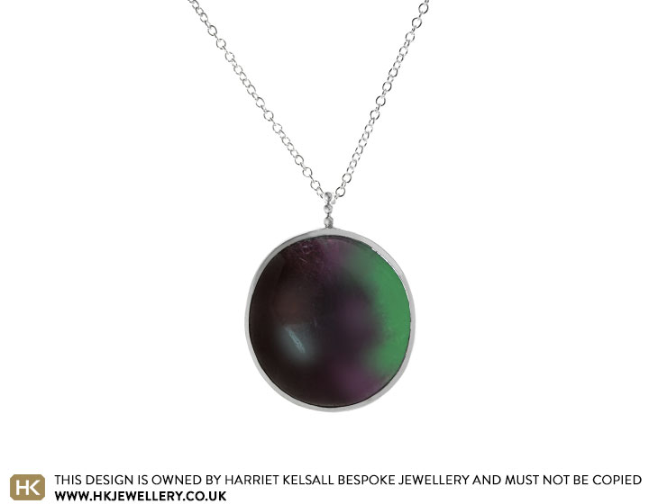 Cabochon Cut Ruby Zoisite Sterling Silver Pendant