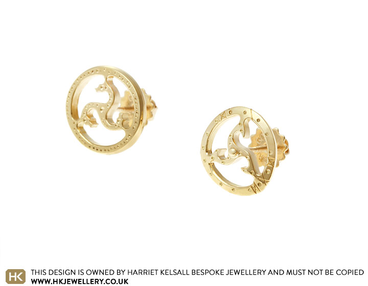 Michele's 9 Carat Yellow Gold Asymmetric Triskele Inspired Earrings