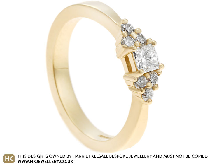 18ct Yellow Gold Mixed Cut Diamond Engagement Ring