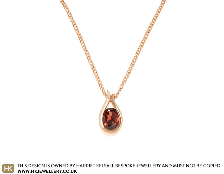 18ct White Gold Mandarin Garnet and Diamond Pendant | R.L. Austen