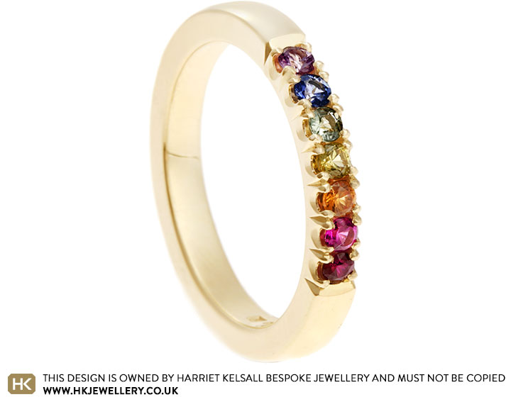 Rainbow Inspired Fairtrade 9 carat Yellow Gold Eternity Ring