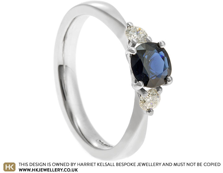 Gertrude's Palladium Sapphire and Diamond Engagement Ring