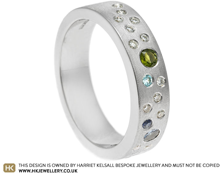 Sue's Palladium Diamond and Birthstone Scatter Set Eternity Ring