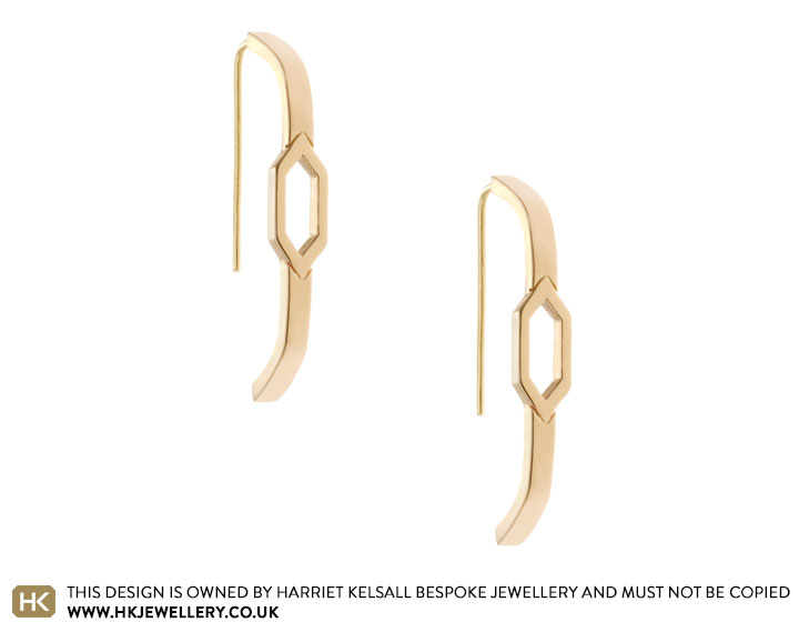 Caroline's 9ct Yellow Gold Hexagon Cut Out Earrings