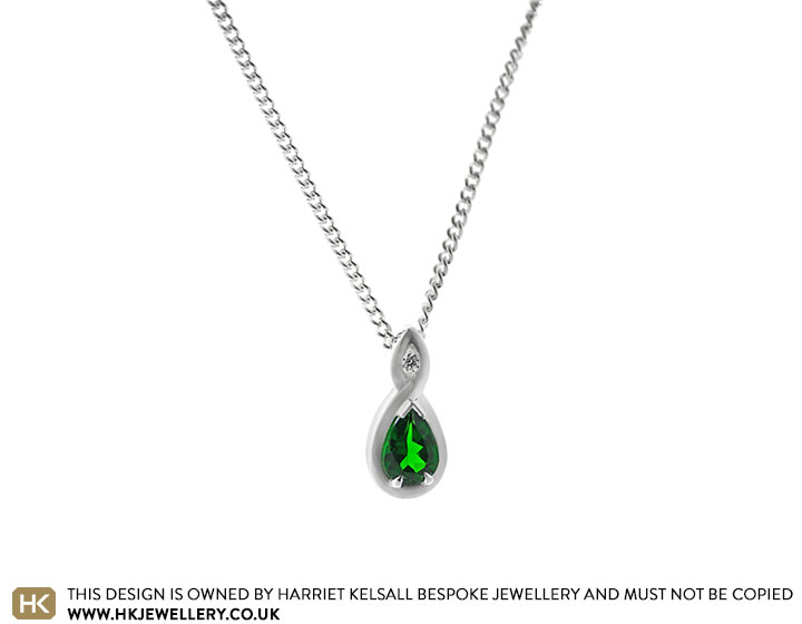 Fiona's Sterling Silver Pendant With a Pear Cut Chrome Diopside