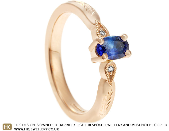 Jessie's 9ct Rose Gold Diamond and Sapphire Engagement Ring