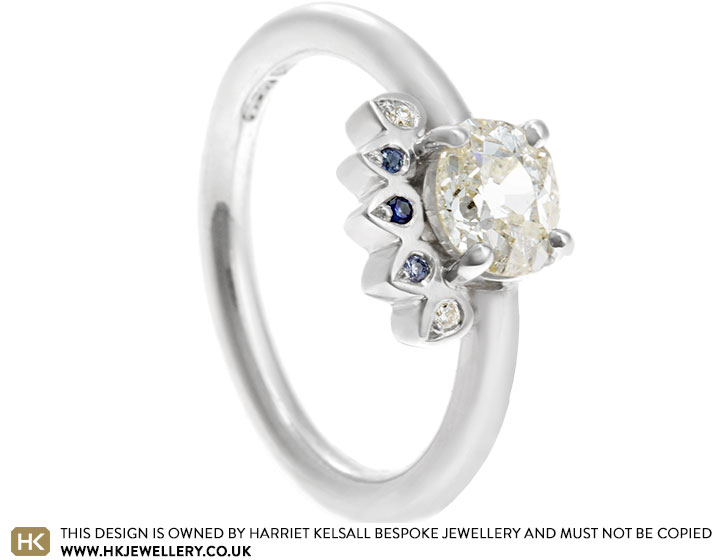 Izzy's Sterling Silver Diamond and Half Halo Sapphire Dress Ring