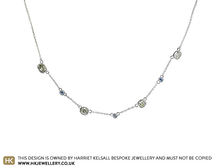 Izzy's Delicate Sterling Silver Sapphire and Diamond Necklace