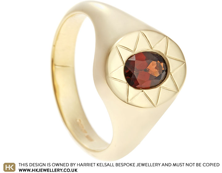 Michael's 9ct Yellow Gold and Russet Garnet Signet Ring