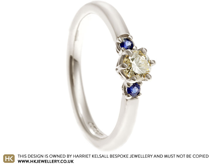 Joanne's 9ct White Gold Diamond and Sapphire Engagement Ring