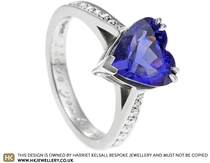 Louise's Platinum Heart Cut Tanzanite Bespoke Ring