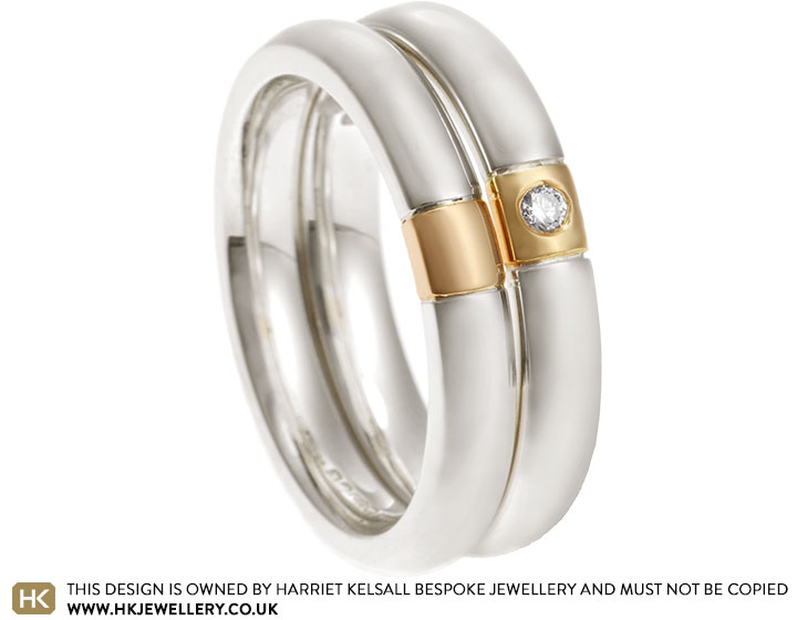 Pauline's 9ct White Gold and Yellow Gold Eternity Ring with an Invisibly Set Diamond