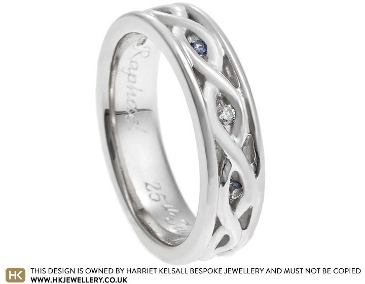 Annika's Celtic Inspired Diamond and Sapphire Commitment Band