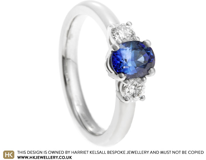 Iruni's Sri Lankan Inspired Platinum 1.1ct Sapphire and Diamond Engagement Ring