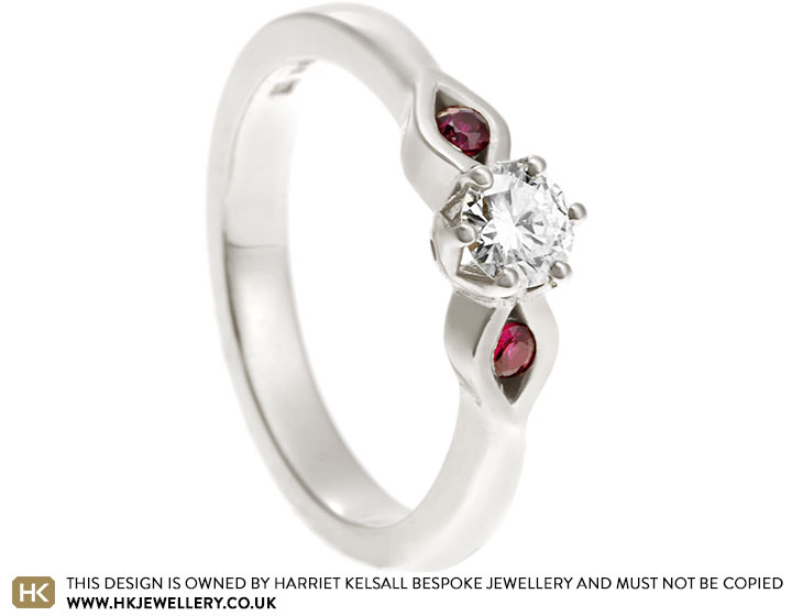 Muriel's Fairtrade 9ct White Gold Diamond and Ruby Engagement Ring