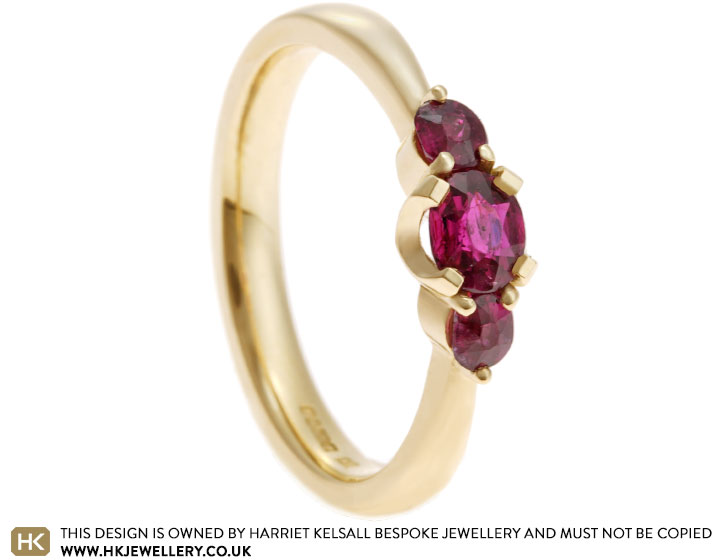 Kay's Yellow Gold Ruby Trilogy Dress Ring