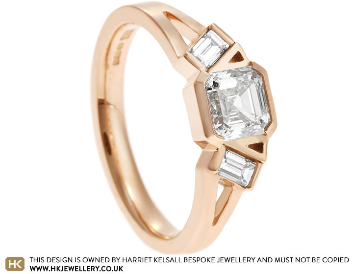 Melinda's Rose Gold Art Deco Fan Inspired Diamond Engagement Ring