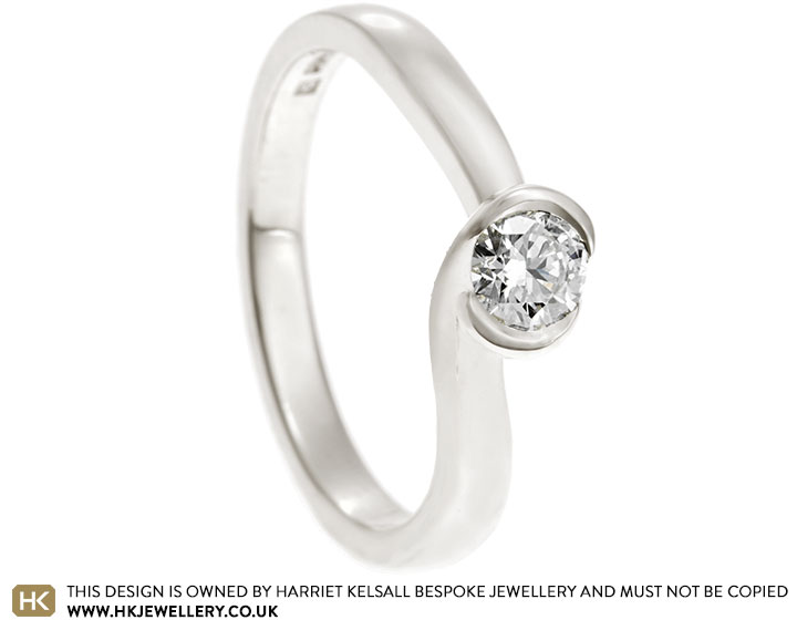 Becky's Fairtrade 9ct White Gold Diamond Twisting Engagement Ring