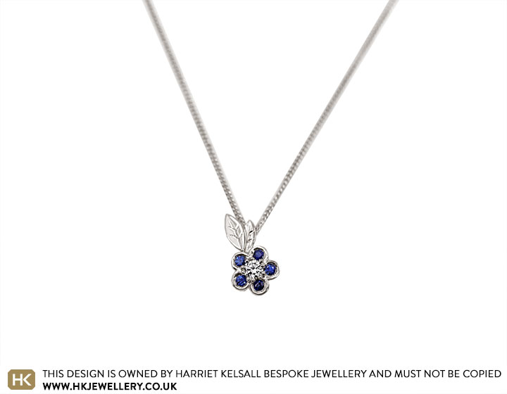 Forget-Me-Not Pink Sapphire and Diamond Pendant