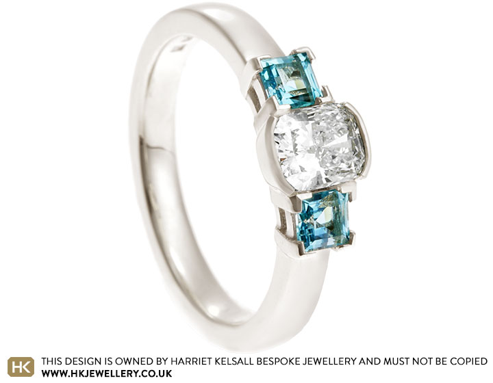 Denise's Fairtrade 9ct White Gold Diamond and Aquamarine Engagement Ring