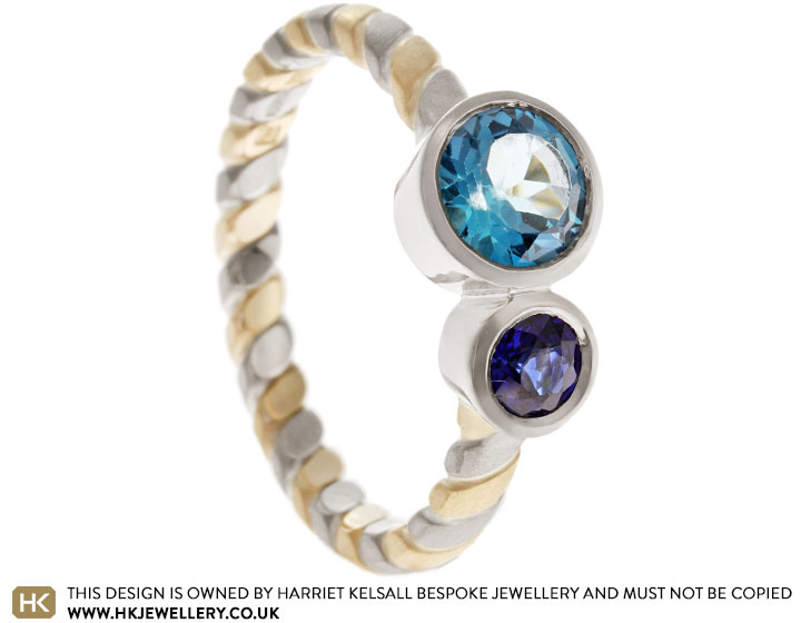 Flora's Fairtrade Mixed Metal Topaz and Sapphire Engagement Ring