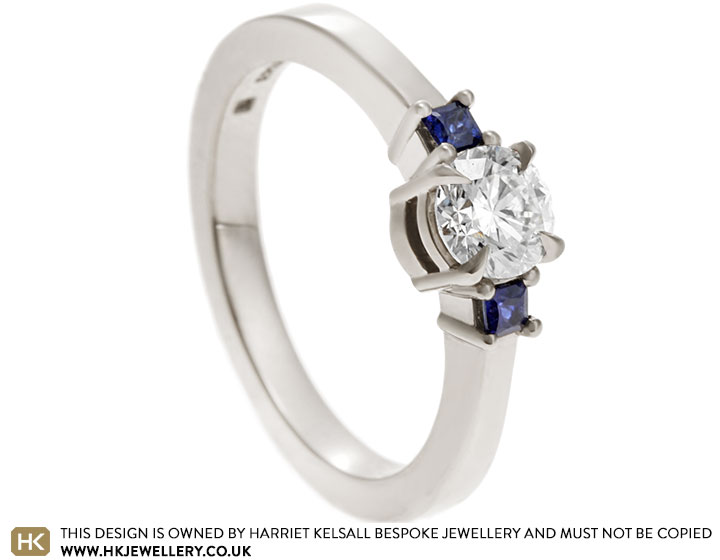 Francesca's Fairtrade 18ct White Gold Diamond and Sapphire Engagement Ring