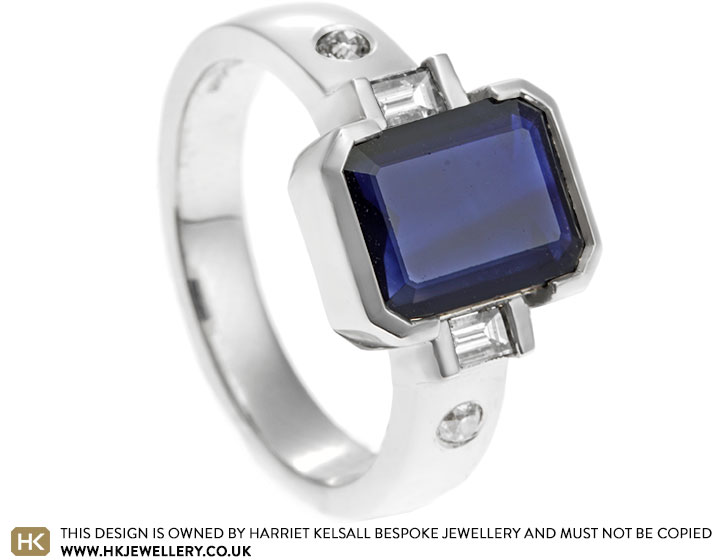 Naomi's Sri Lankan Sapphire and Diamond Platinum Engagement Ring