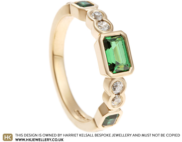 Juliet's 9ct Yellow Gold Tourmaline and Diamond Bespoke Ring