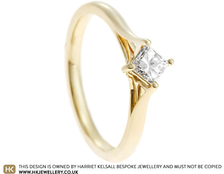 Louise's 9ct Yellow Gold Mountain Inspired Engagement Ring with Princess Cut Diamond